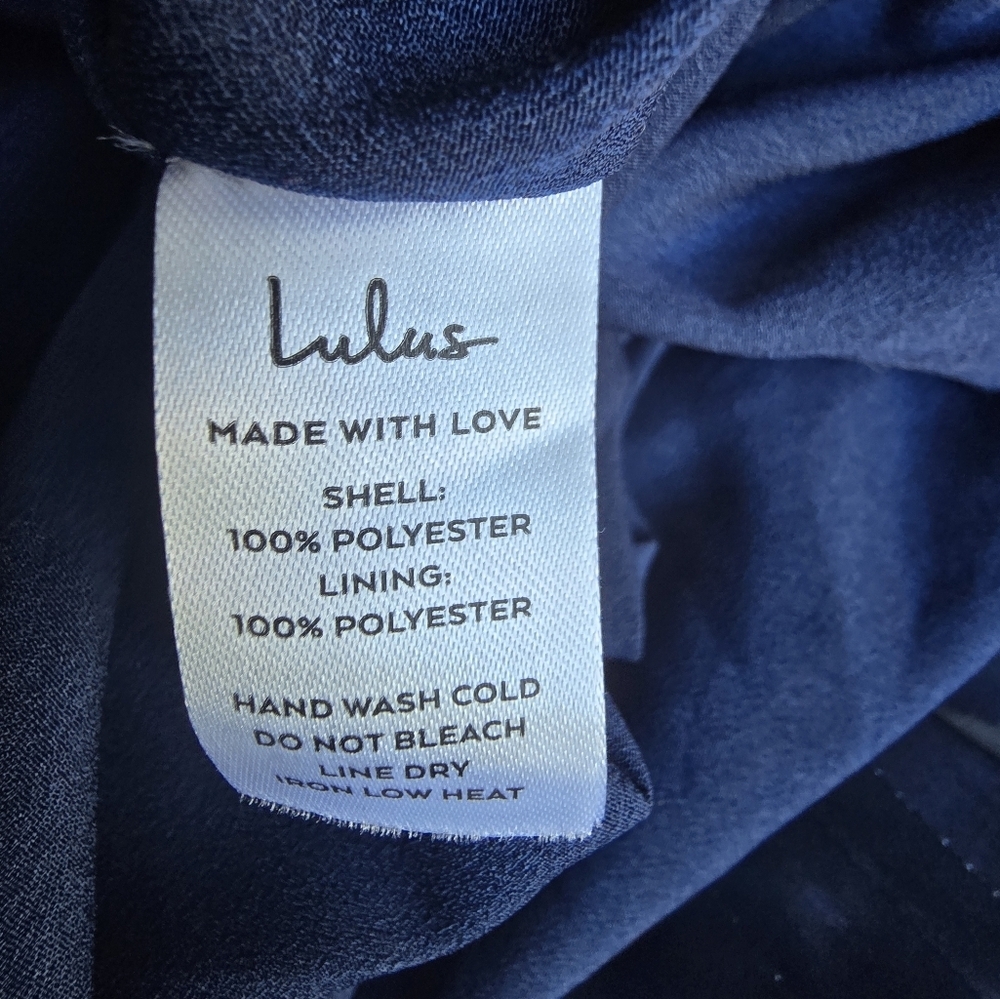 Lulus Day for Romance Navy Blue Tie-Strap Tiered Midi Dress size S - Picture 16 of 16